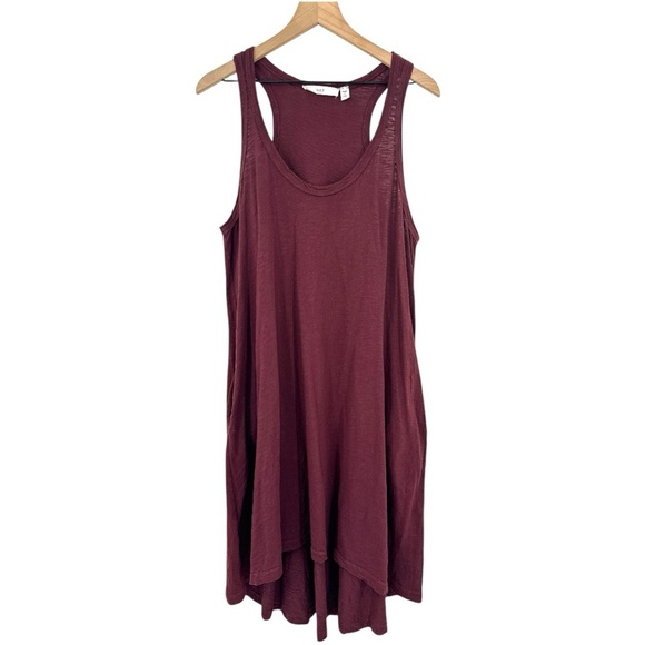 Wilt Original Hi-Lo Oversized Relaxed Lagenlook Tank Dress - Burgundy - Large - Picture 3 of 10